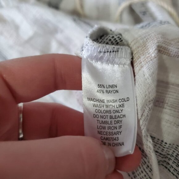 4our Dreamers Linen Tassel Stripes Nautical Beach Coastal Boho Blouse M - Picture 6 of 8